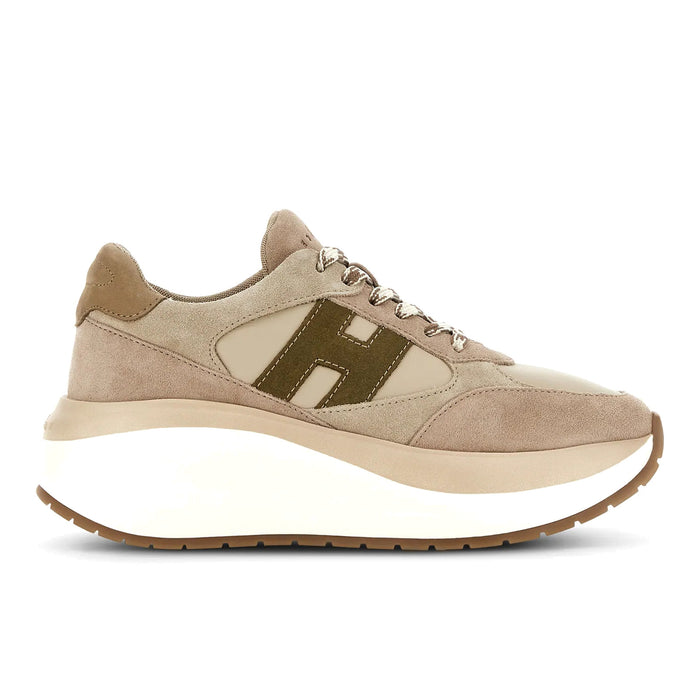Hogan: Women's Maxi I Active sneakers in water-repellent beige, powder pink and green suede