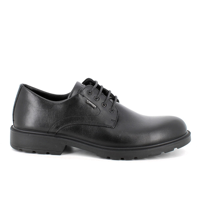 IGI&CO: Men's black leather Derby lace-up shoe with GORE-TEX® and rubber sole