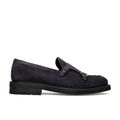 J. WILTON: Men's double buckle shoe in water-repellent blue suede leather