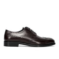 J. WILTON: Men's burgundy leather derby lace-up shoe with "wingtip" decorated toe cap