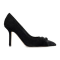 Kurt Geiger: Zip Court décolleté pumps in black suede with zip, crystals and high heel