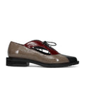 LE BOHEMIEN: Women's lace-up shoe in glossy taupe, burgundy and black leather