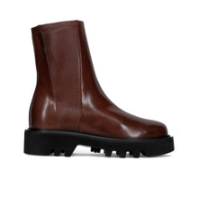 Cognac nappa leather combat boots