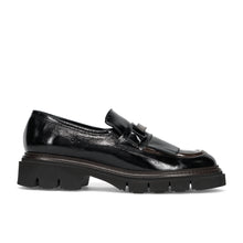 Black naplak loafer with fringe