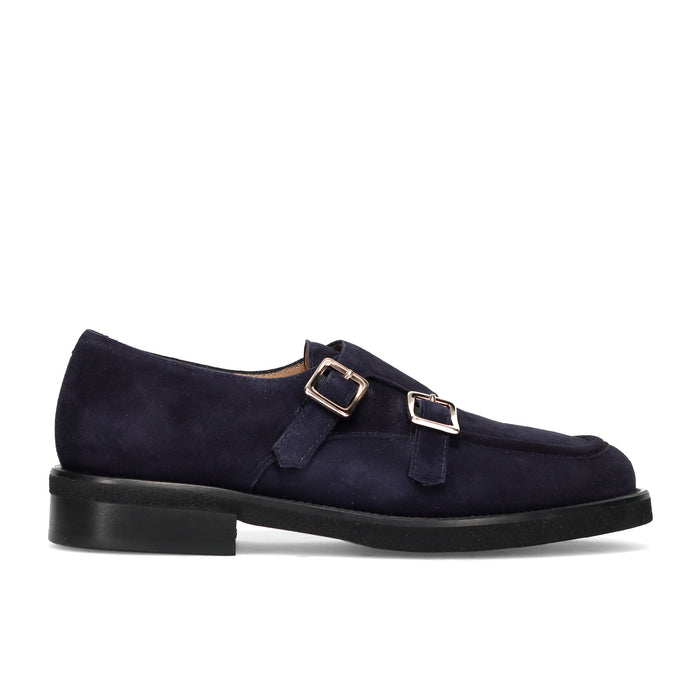 LUCA GROSSI: Women's double buckle shoe in water-repellent suede leather with rubber sole