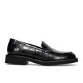 LUCA GROSSI: Women's black crocodile-print leather shoe with micro-studs