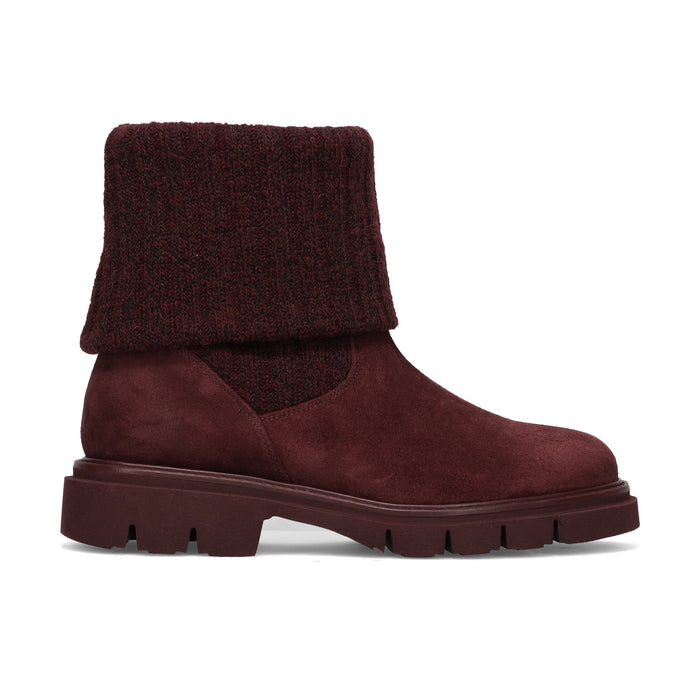 LUCA GROSSI: Women's water-repellent burgundy suede ankle boot with elasticated sock