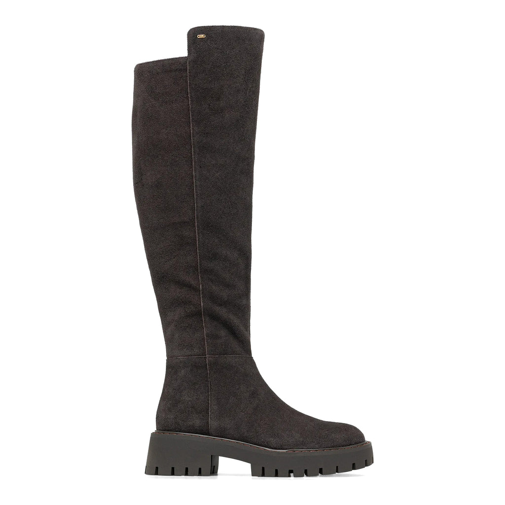 MICHAEL KORS: Asher over-the-knee boot in dark brown suede with a stretch shaft