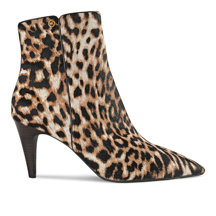 MICHAEL KORS: Daniela women's ankle boot in camel leopard print ponyskin with mid heel