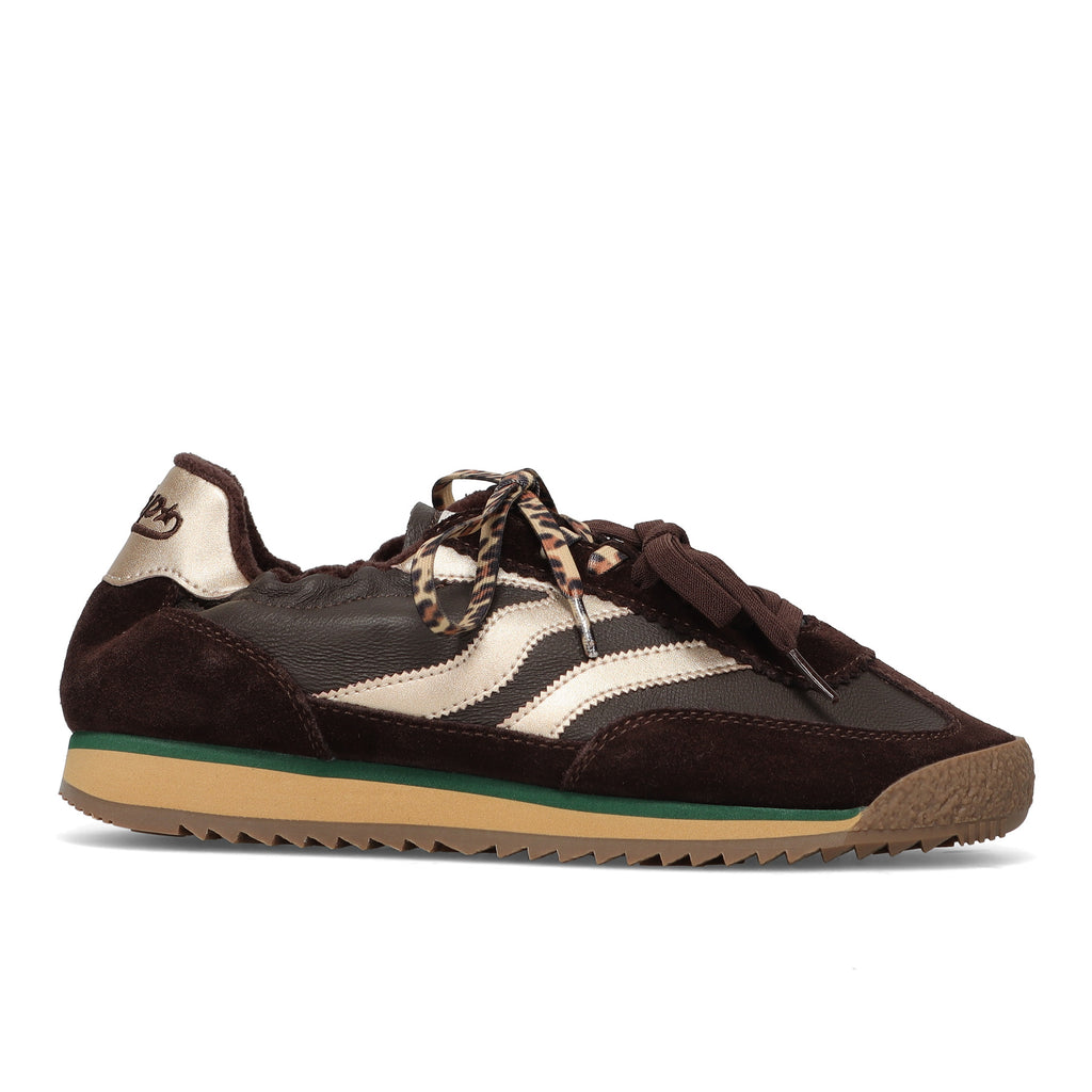 MRP Star: Women's Utah sneakers in chocolate brown suede and leather