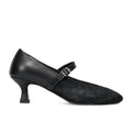 Napoleoni: Women's shoe in soft black nappa leather and pony hair with a comfortable spool heel