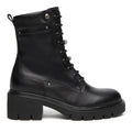 NeroGiardini: Women's lace-up ankle boot in black leather with comfortable medium heel