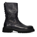 PAWELKS: Women's ankle boot in black graded leather with back closure and lug sole