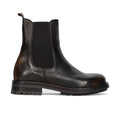 PAWELKS: Women's Chelsea ankle boot in dark brown shaded leather with tank-sole rubber outsole