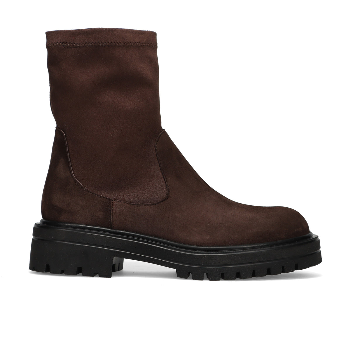 SANGIORGIO: Women's ankle boot in waterproof dark brown suede with elasticized shaft