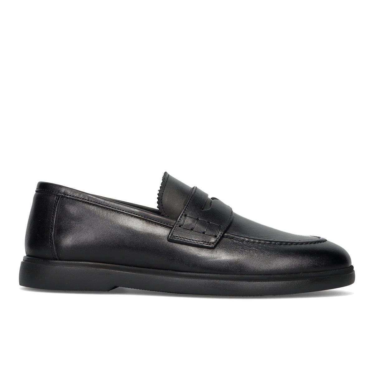 SANGIORGIO: Men's loafer in soft black buffalo leather with lightweight rubber sole