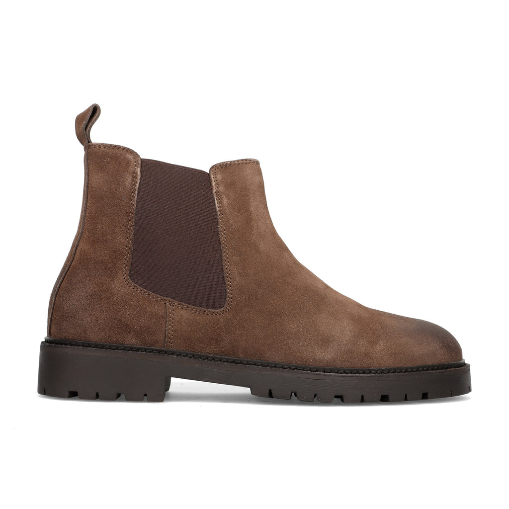 SANGIORGIO: Men's Chelsea boot in waterproof hazelnut suede