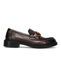 SANGIORGIO: Women's loafer in soft brown leather with horsebit detail