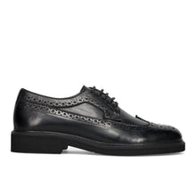 Derby "wingtip" black leather