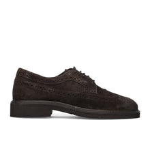 Derby "swallowtail" suede dark brown