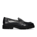 SANGIORGIO: Men's penny loafer in soft black leather with lug rubber sole