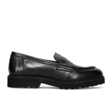 Black leather penny loafer