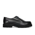 SANGIORGIO: Men's engineer-style lace-up shoe in soft black leather with a lugged rubber sole