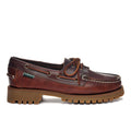 SEBAGO: Women's Ranger lace-up moccasins in brown oiled leather with "tank" sole