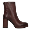 SILVIA ROSSINI: Women's platform ankle boot in soft brown leather with a high heel