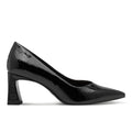 TAMARIS: Elegant vegan pumps in glossy black faux leather with a mid heel