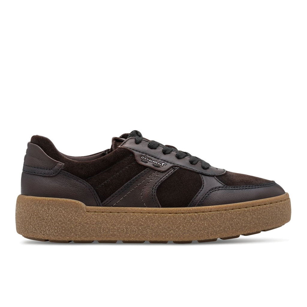 TAMARIS: Women's sneakers in dark brown leather and suede