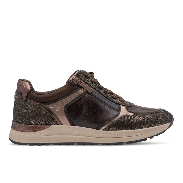 TAMARIS: Women's casual shoe in brown and bronze faux leather with side zip