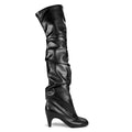 VIC MATIE': L42 Edge over-the-knee boot in leather and black stretch synthetic nappa with mid heel