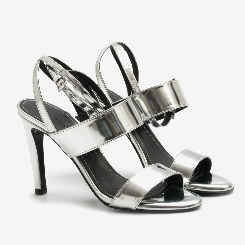 Kendall + Kylie Mikella silver mirror sandals