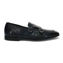Blue leather monkstrap