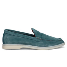 BEKK men's unlined suede moccasin in petrol green