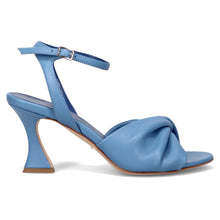 Grelis sandals in light blue nappa leather with strap and medium heel