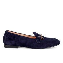 SANGIORGIO Women's Loafer in Blue Suede with Gold Horsebit