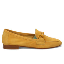 Women's Belle Vie moccasin in mustard suede with bit