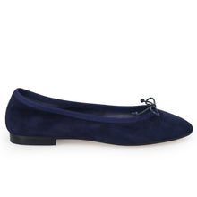 Ballet flats in soft abyss blue suede