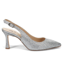 Arianna slingbacks in silver glitter with an elegant heel