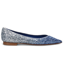Prosperine Pointed Ballerina in Silver and Blue Glitter