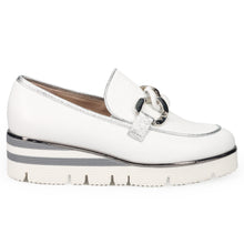Women's moccasin Sangiorgio in white leather with comfortable wedge