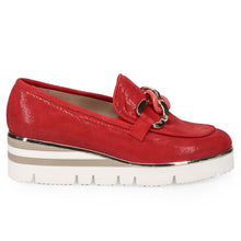Women's moccasin Sangiorgio in printed red suede with comfortable wedge