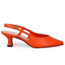 Orange leather slingback by Sangiorgio with medium heel