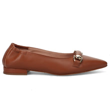 San Giorgio flat shoe in tan nappa leather with horsebit detail