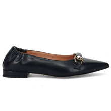 Sangiorgio pointed flat shoe in black nappa with bit