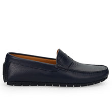 Men's moccasin Sangiorgio in blue leather