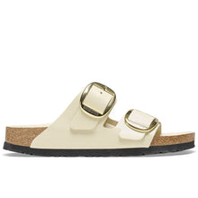 Birkenstock Arizona Big Buckle slide in natural High-Shine Ecru patent leather
