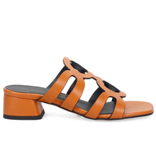 Women's Claudia Peruzzini orange leather sandal with comfortable heel